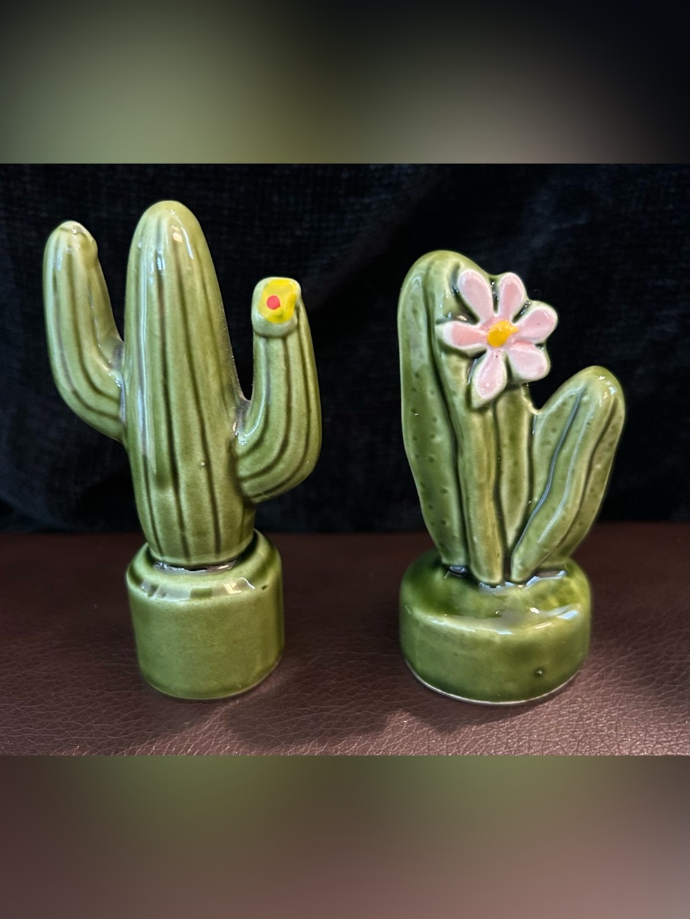 Green Ceramic Cactus Salt & Pepper Shaker Set